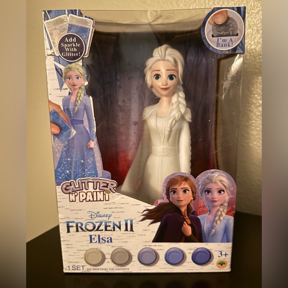 Disney Other - Disney Frozen II Elsa Glitter N’ Paint Coin Bank Kit DIY Paint Bank Craft Set